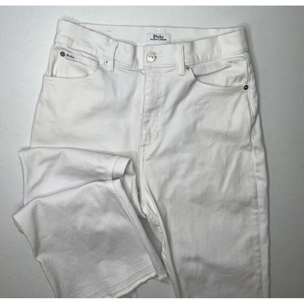 Polo Ralph Lauren Jeans Sharona Crop Flare Solid White Denim Women Sz 29